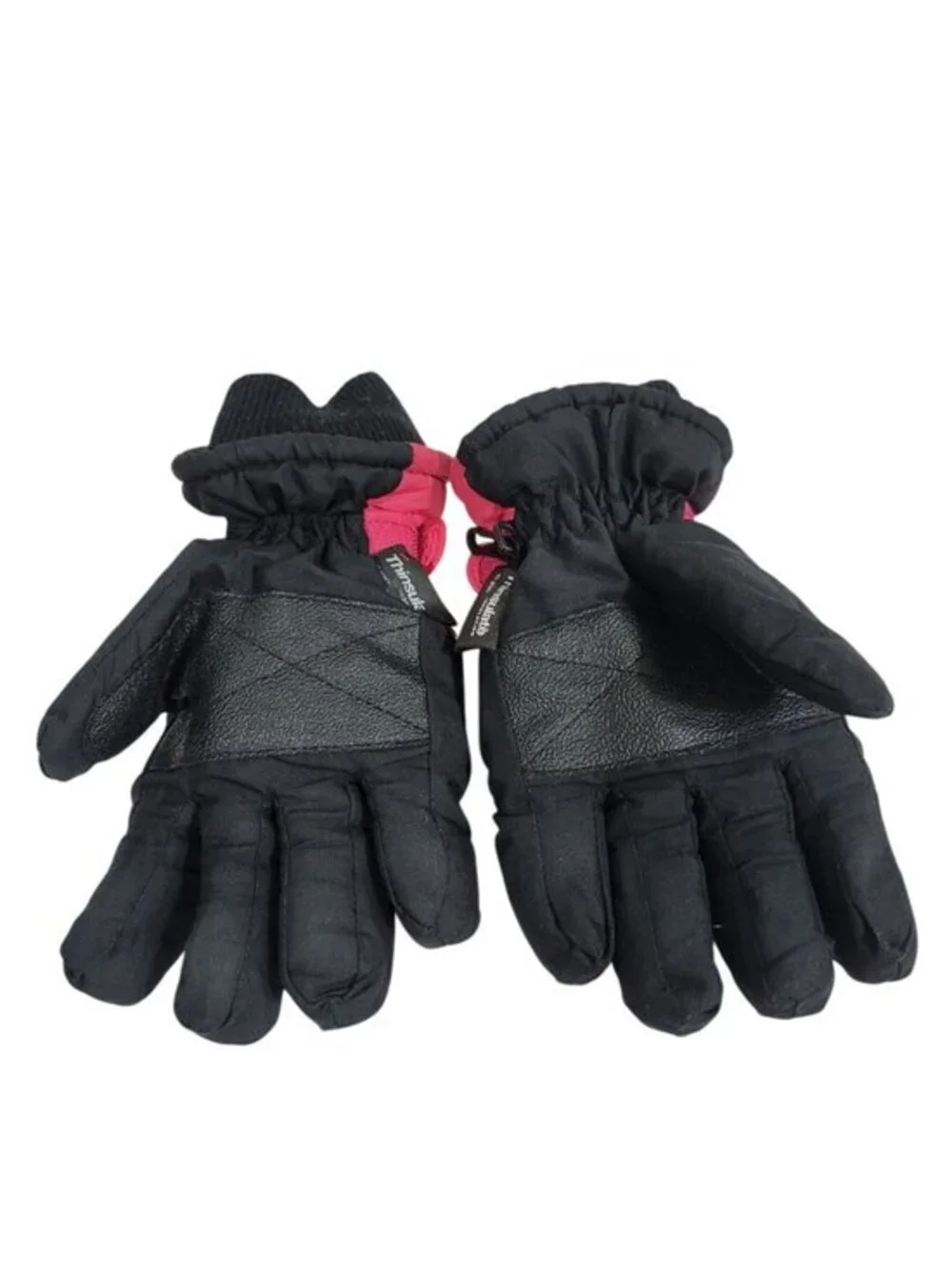 Thinsulate Black Pink Insulated Gloves Adjustable Strap Thermal Lining Women's S